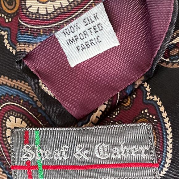 Sheaf & Caber Paisley Mens One Size Black Adjustable Tie - Picture 4 of 6